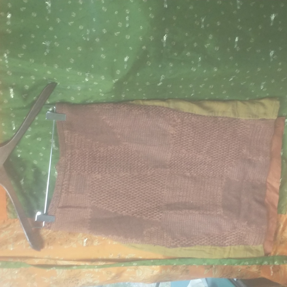 Vintage Ruty Brown Skirt- Wool With Added Sides